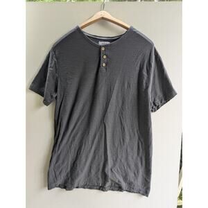 PX Clothing Henley Shirt Mens Large Gray Excellent Slub Cotton‎ Short Sleeve